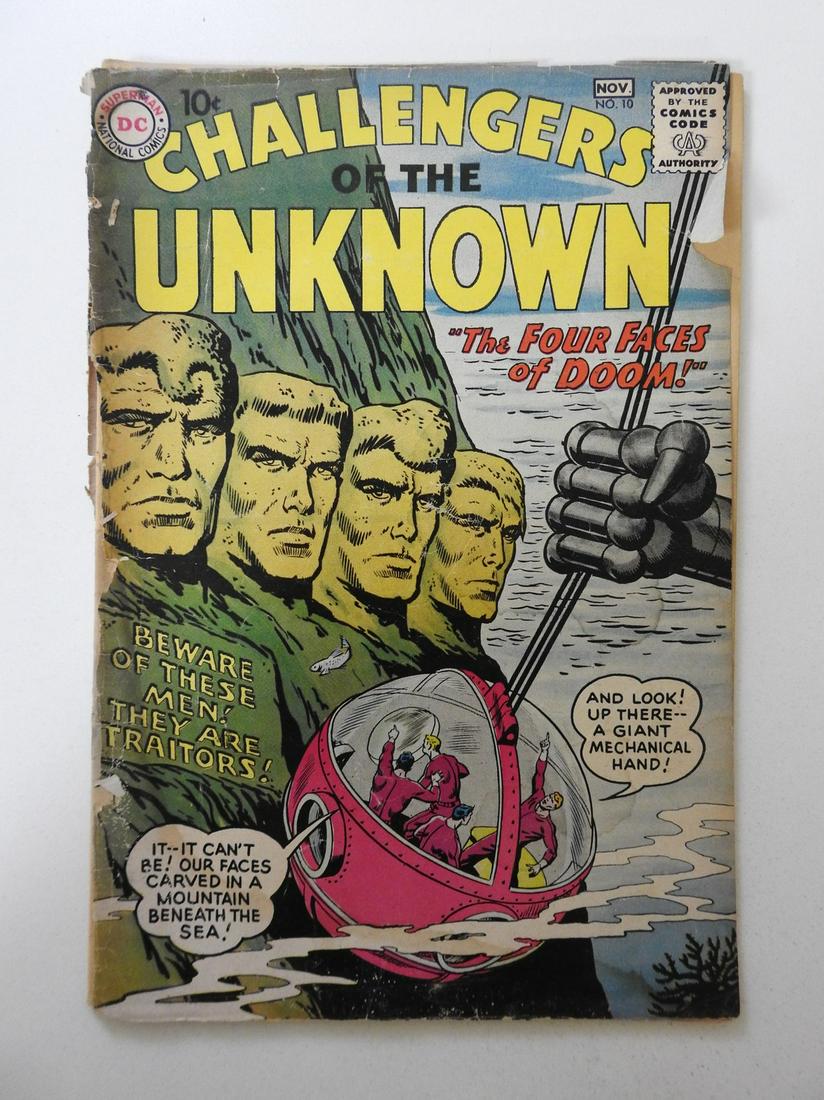 Challengers of the Unknown #10: No Reserve! Challengers of the Unknown #10 PR Complete book spine split, rusty bottom staple Shipping: Domestic: Flat-rate of $9.99 (1-8 items) or $19.99 (9+ items) to anywhere within the contiguous U
