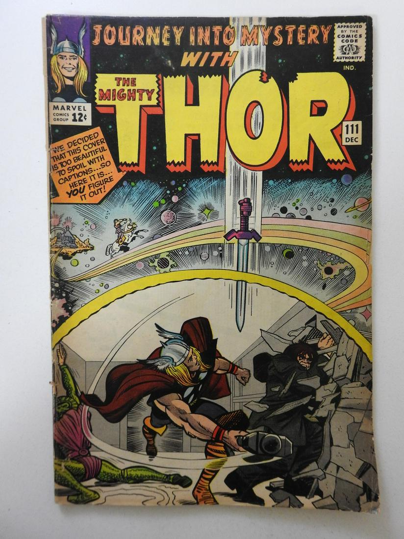 Journey Into Mystery #111: No Reserve! Journey Into Mystery #111 VG- 1 in spine split, rusty bottom staple Shipping: Domestic: Flat-rate of $9.99 (1-8 items) or $19.99 (9+ items) to anywhere within the contiguous U.S. Internati