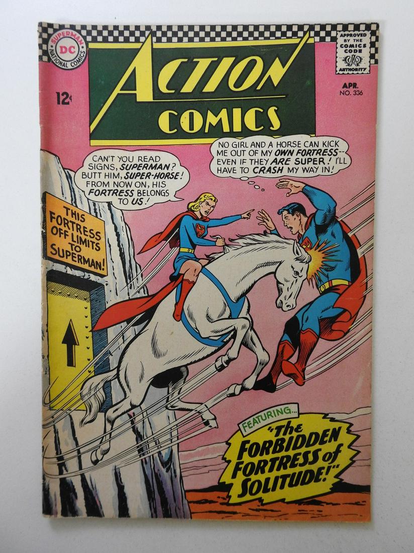 Action Comics #336: No Reserve! Action Comics #336 VG- Shipping: Domestic: Flat-rate of $9.99 (1-8 items) or $19.99 (9+ items) to anywhere within the contiguous U.S. International: Foreign shipping rates are determined b