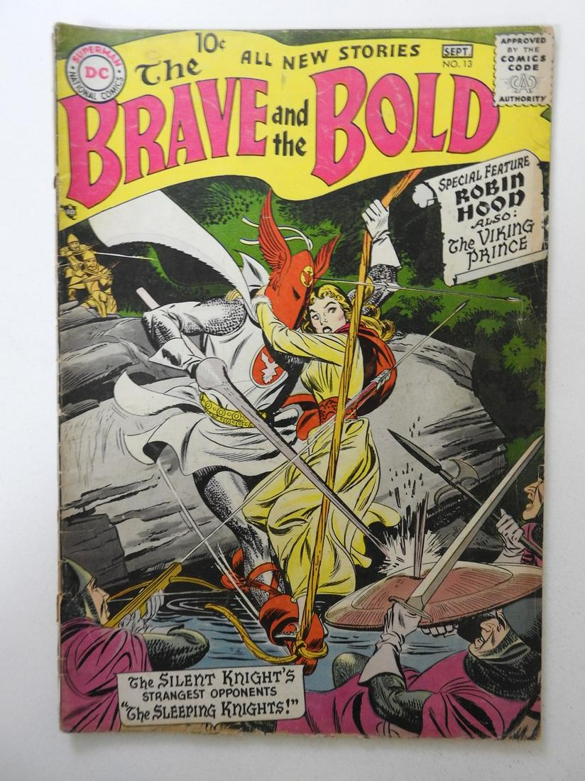 Brave and the Bold #13: No Reserve! Brave and the Bold #13 FR/GD 1/2 book spine split, bottom staple detached from cover Shipping: Domestic: Flat-rate of $9.99 (1-8 items) or $19.99 (9+ items) to anywhere within the contiguo