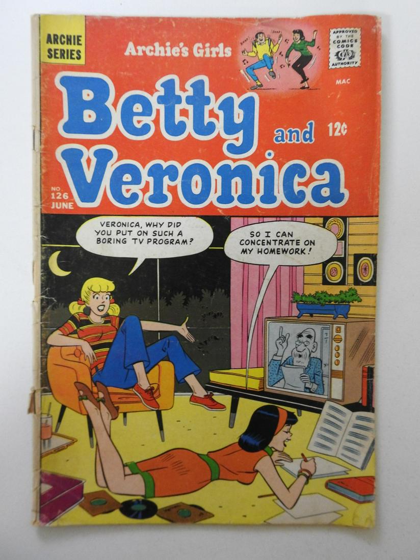 Archie's Girls Betty and Veronica #126: No Reserve! Archie's Girls Betty and Veronica #126 GD/VG Moisture damage, cover detached at bottom staple Shipping: Domestic: Flat-rate of $9.99 (1-8 items) or $19.99 (9+ items) to anywhere within the