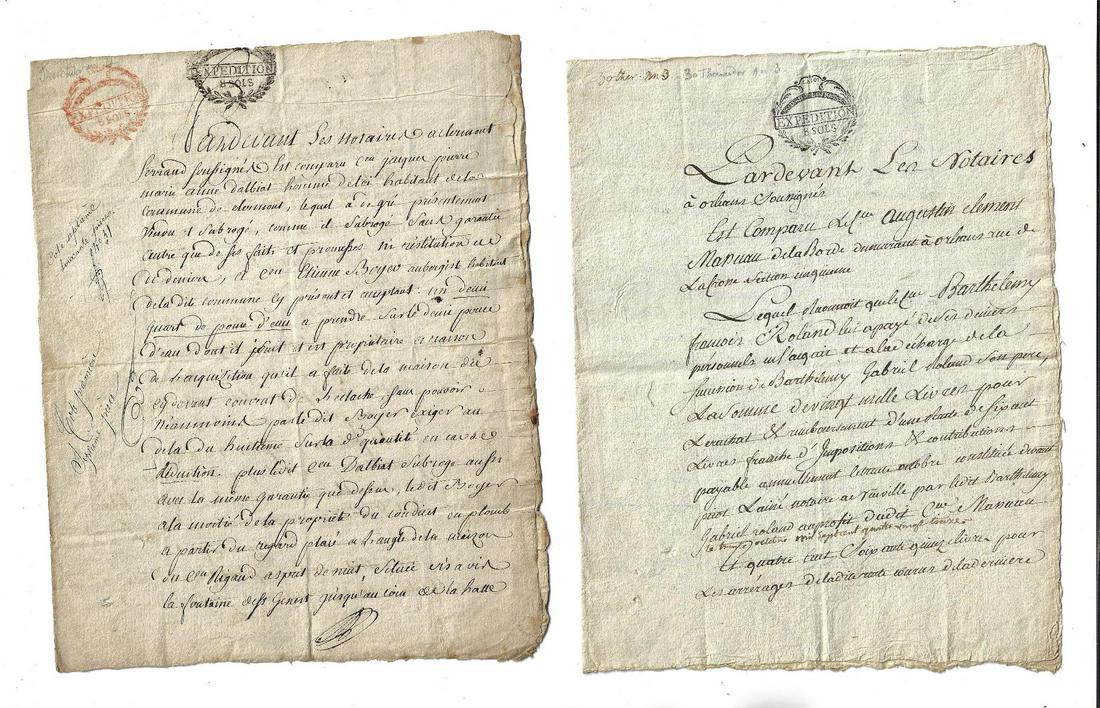 1804 Two French Manuscript Legal Documents (1 of 2)