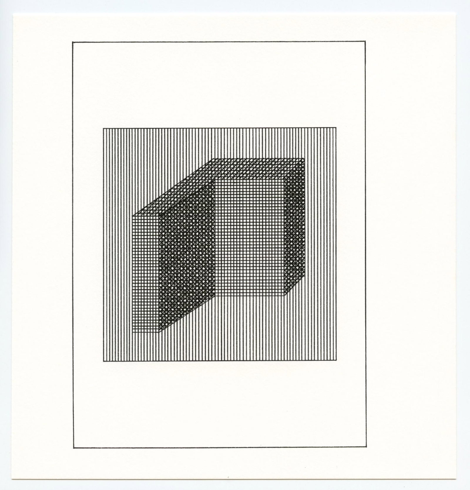 Sol LeWitt silkscreen, edition of 1500: Medium: silkscreen. Printed in 1984 for "Ficciones" and published by The Limited Editions Club in an edition of 1500. Size: 8 x 7 5/8 inches (203 x 194 mm). Not signed. Reserve: $80.00 Shipping: Domes
