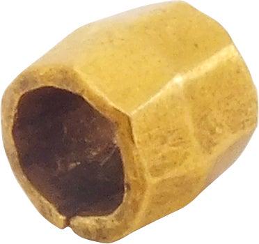 VIKING GILT BEAD, 9TH-11TH CEN. AD: 6.3mm length, about 1/4". Hand formed from bronze, forged to hexagonal section with the center swelled to a ridge. Butted seam. Professionally refurbished with the 24karat gold overlay restored. Gift 