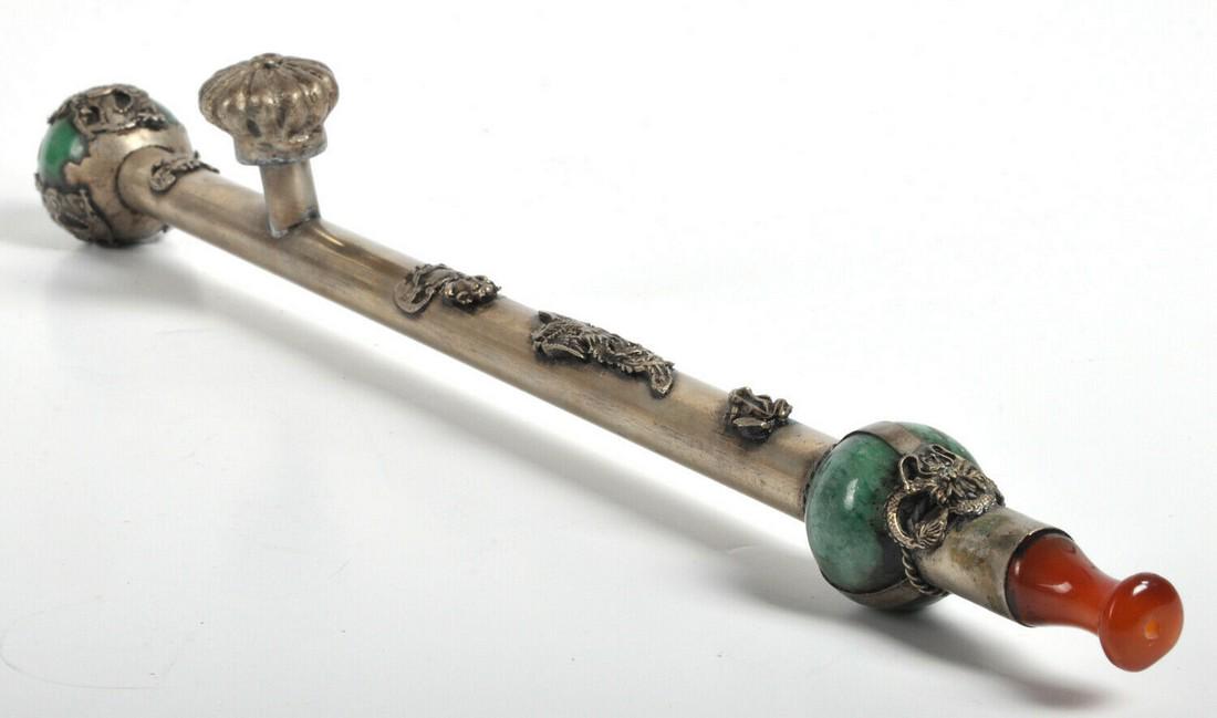 Chinese smoking pipe Lion Dragon Frog brass tobaccy (1 of 7)