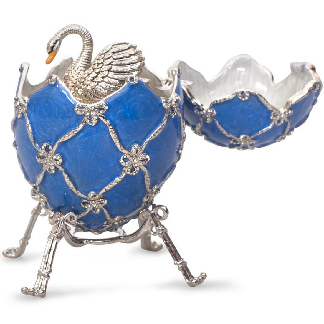 Faberge Egg with Swan Imperial Casket Blue Swarovski (1 of 5)