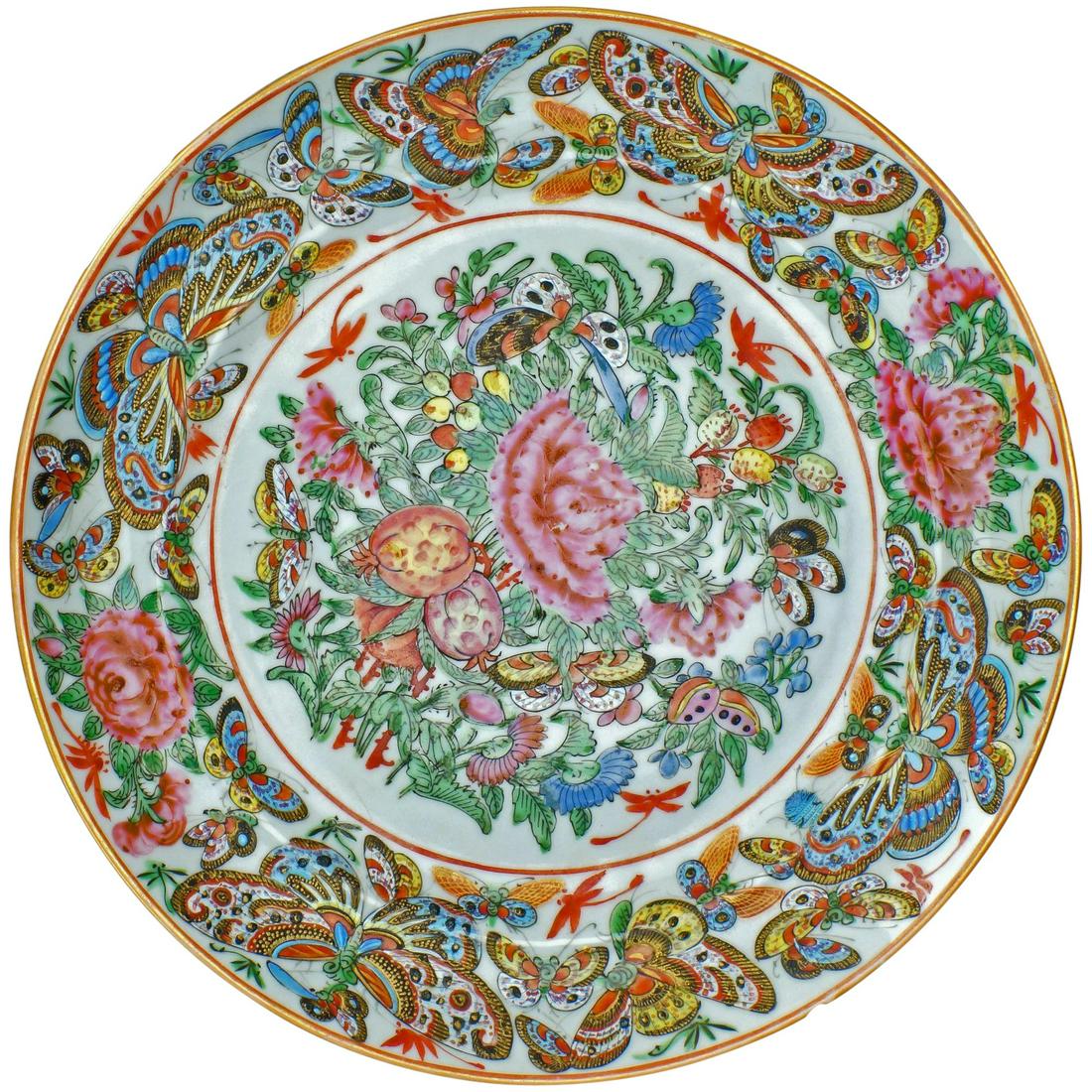 19th C Chinese Porcelain Thousand Butterfly Plate (1 of 5)
