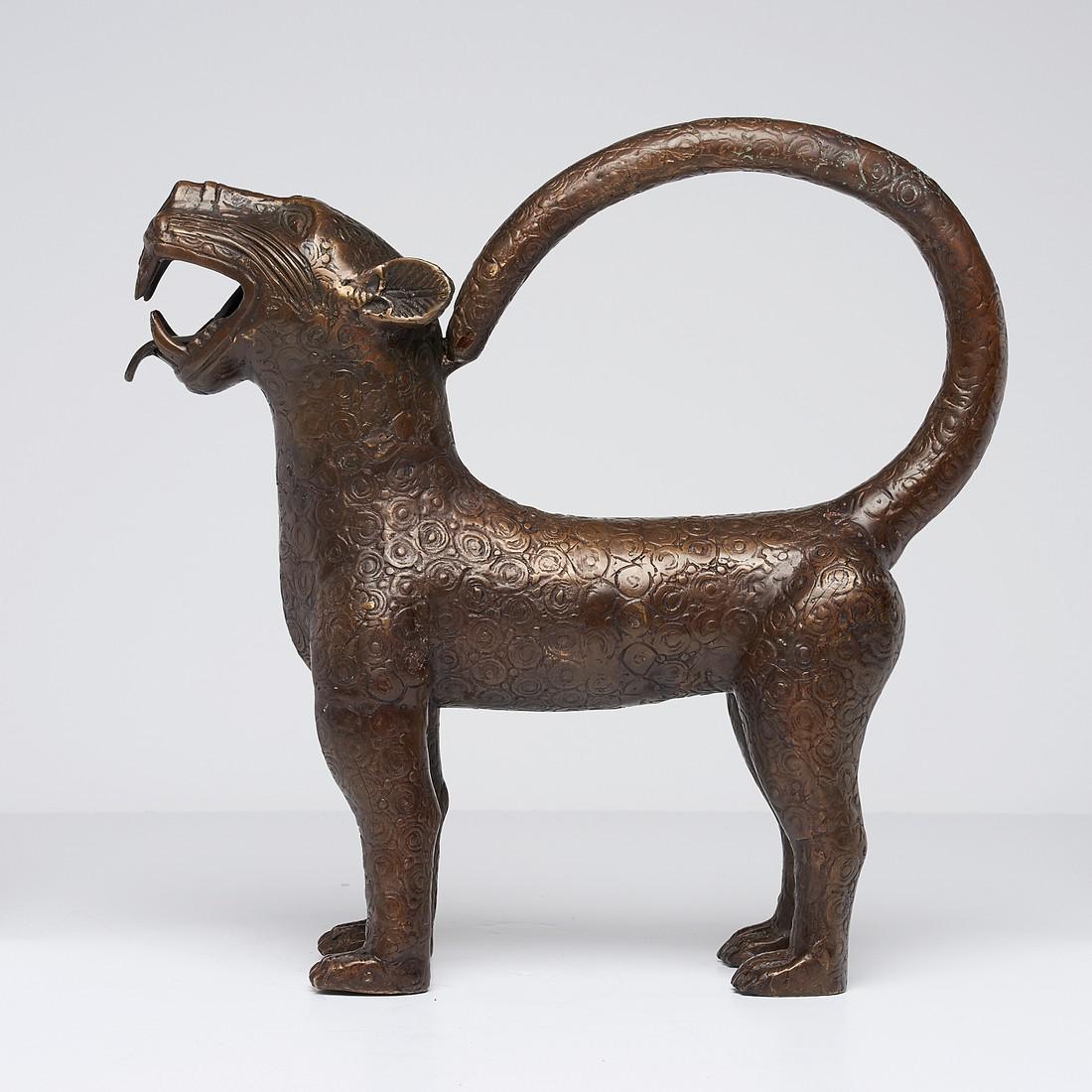 African bronze - Large Benin Leopard Sculpture - Edo - (1 of 10)