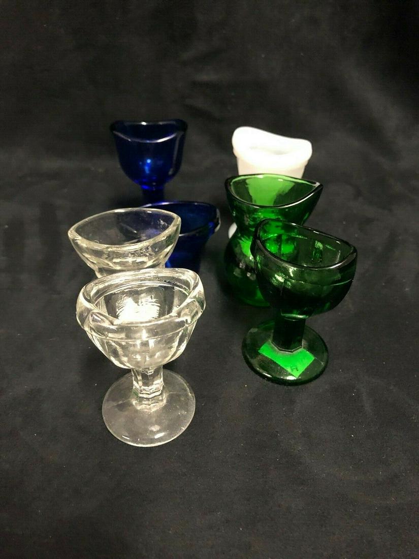 GROUP OF 7 COLLECTIBLE GLASS EYE WASH CUPS (1 of 2)