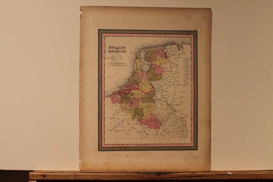 1850 Holland and Belgium Map: Author: Cowperthwait Title: 1850 Holland and Belgium Map Medium: Ink on Paper Dimenions: 14"X17" Description: Map of Holland and Belgium dated 1850. Engraved by Thomas Cowperthait. Published in Philad