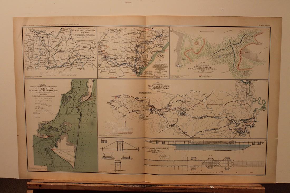 1893 North Carolina Civil War Map: Author: Bien Title: 1893 North Carolina Civil War Map Medium: Ink on Paper Dimenions: 29.5"X18.5" Description: Civil War map dated 1893. Published under the direction of the Hon. Daniel S. Lamont Secr