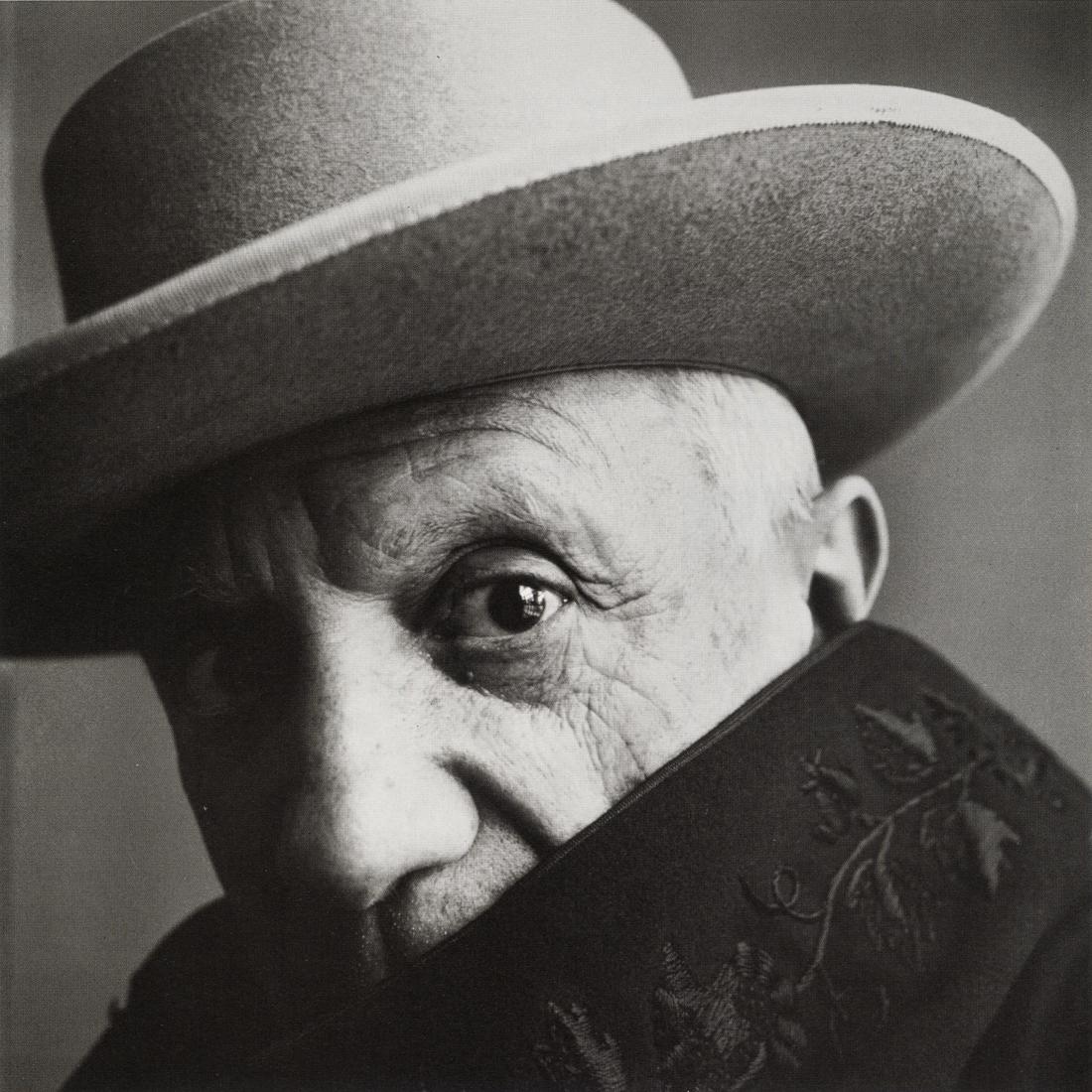IRVING PENN - Pablo Picasso, 1957: Artist: Irving Penn Title: Pablo Picasso, 1957 Medium: Photo Litho, 2005, Slovenia Dimensions: 6.9x6.9" Description: Heat Wax Mounted on 8.5x11" Conservation Board Artist Bio: Irving Penn (1917-2009) 