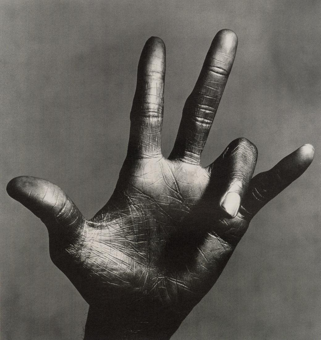 IRVING PENN - The Hand of Miles Davis (C), NY, 1986: Artist: Irving Penn Title: The Hand of Miles Davis (C), New York, 1986 Medium: Photo Litho, 2000, USA Dimensions: 7x7.45" Description: Heat Wax Mounted on 8.5x11" Conservation Board Artist Bio: Irving