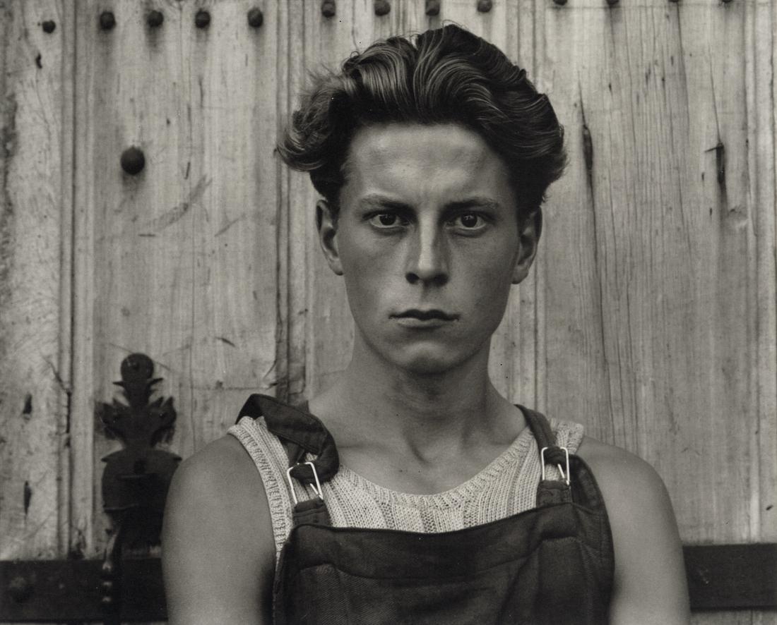 PAUL STRAND - Young Boy, Gondeville, Charente, France,: Artist: Paul Strand Title: Young Boy, Gondeville, Charente, France, 1951 Medium: Photo Litho, 1994, Italy Dimensions: 6.95x5.6" Description: Heat Wax Mounted on 8.5x11" Conservation Board Artist Bio: