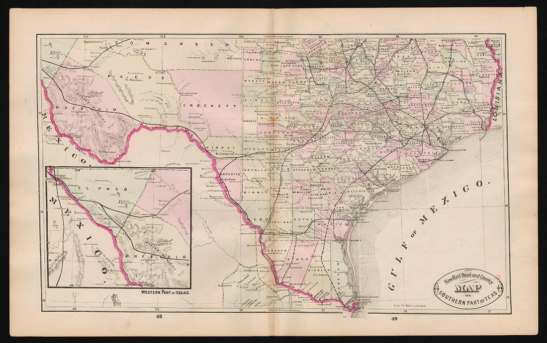 Very scarce Southern Texas, Cram 1882 (1 of 4)