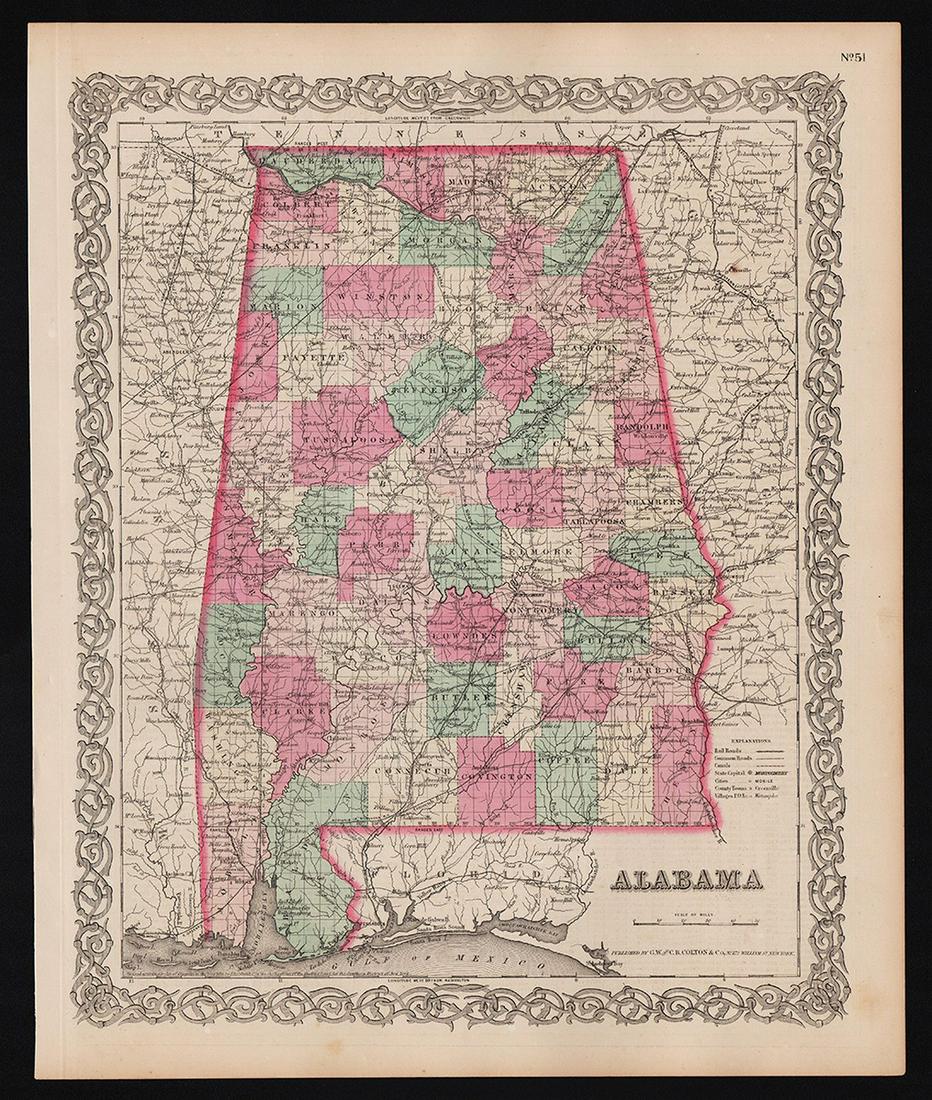 RR map of Alabama from scarce Colton atlas (1 of 4)