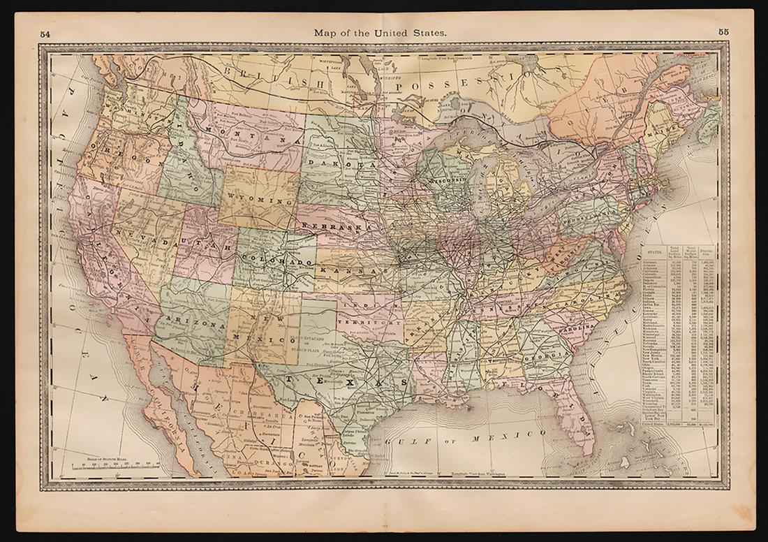 Scarce 1882 RR map of U. S. by Rand McNally (1 of 5)
