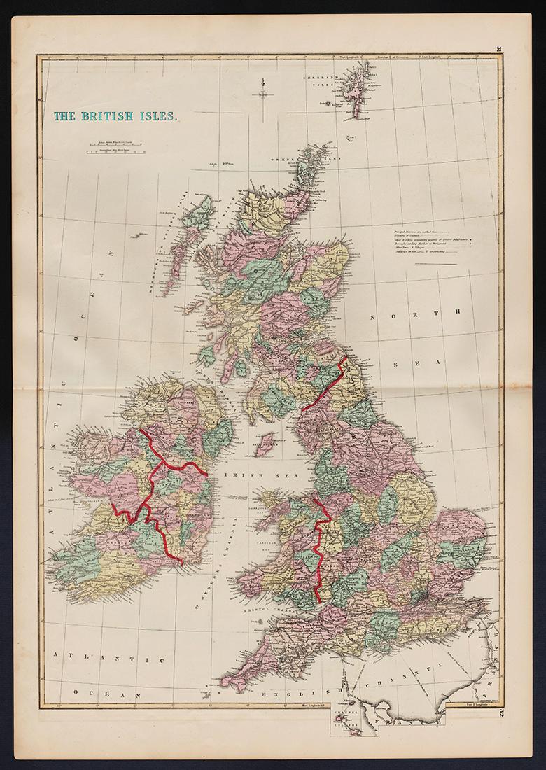 Uncommon 1875 map of British Isles (1 of 4)