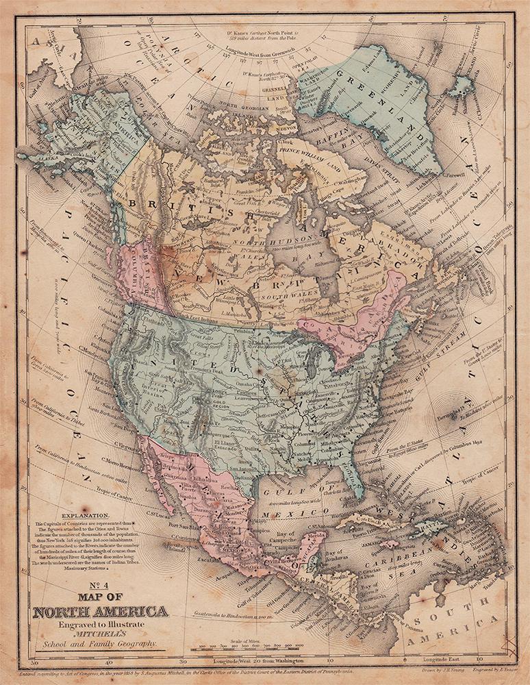 1858 map of N. America showing Gold Regions (1 of 5)