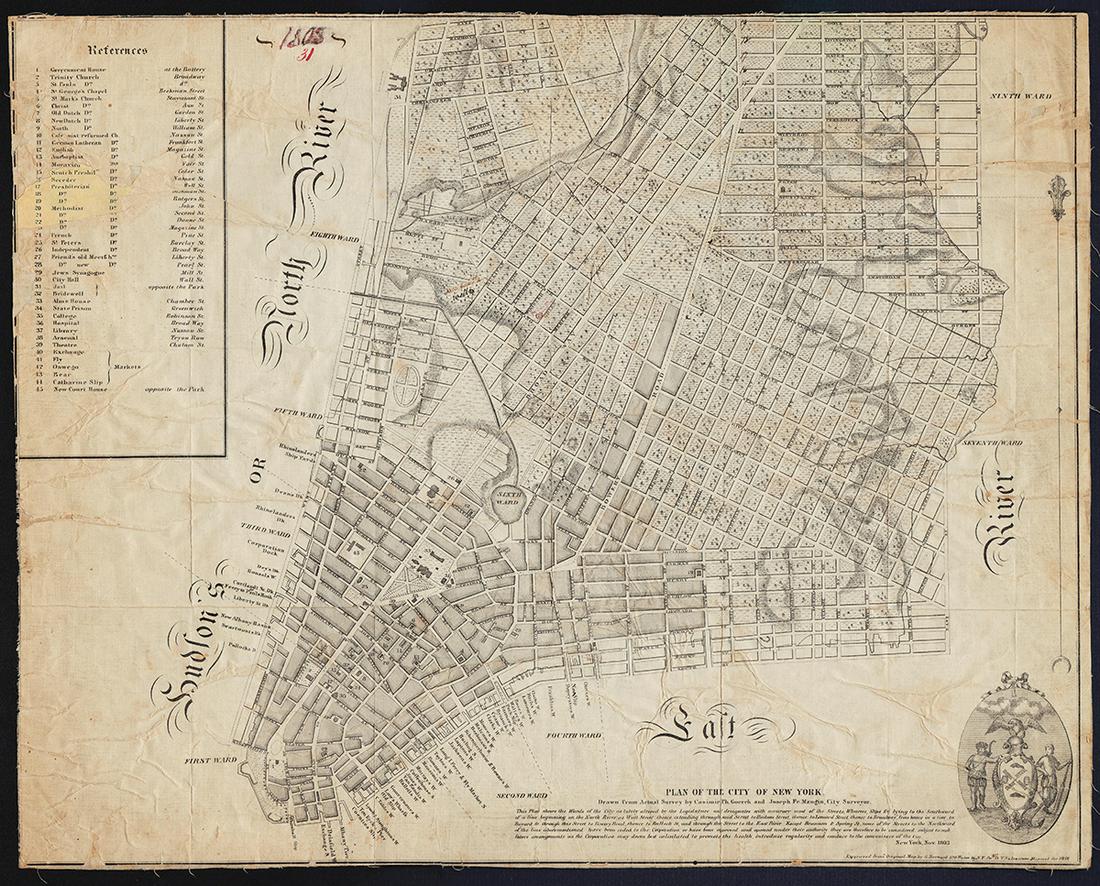 Goerck/Mangin Plan of N. Y. City, Scarce 1856 Hayward (1 of 6)