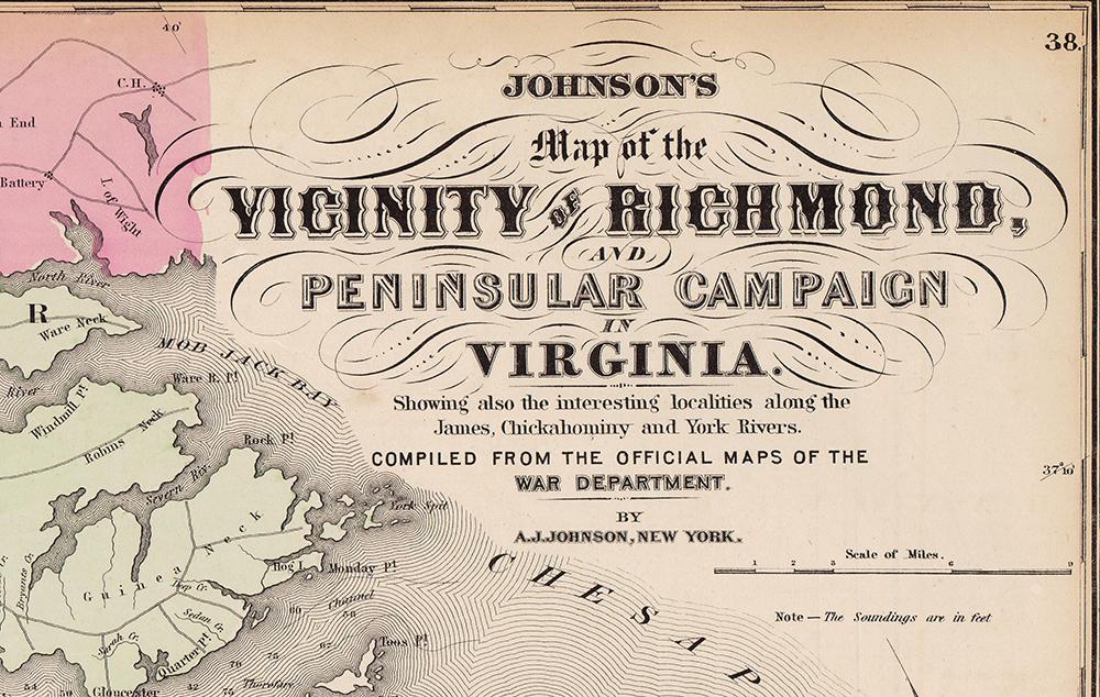 Vic. of Richmond Civil War map, Johnson 1862 (1 of 4)