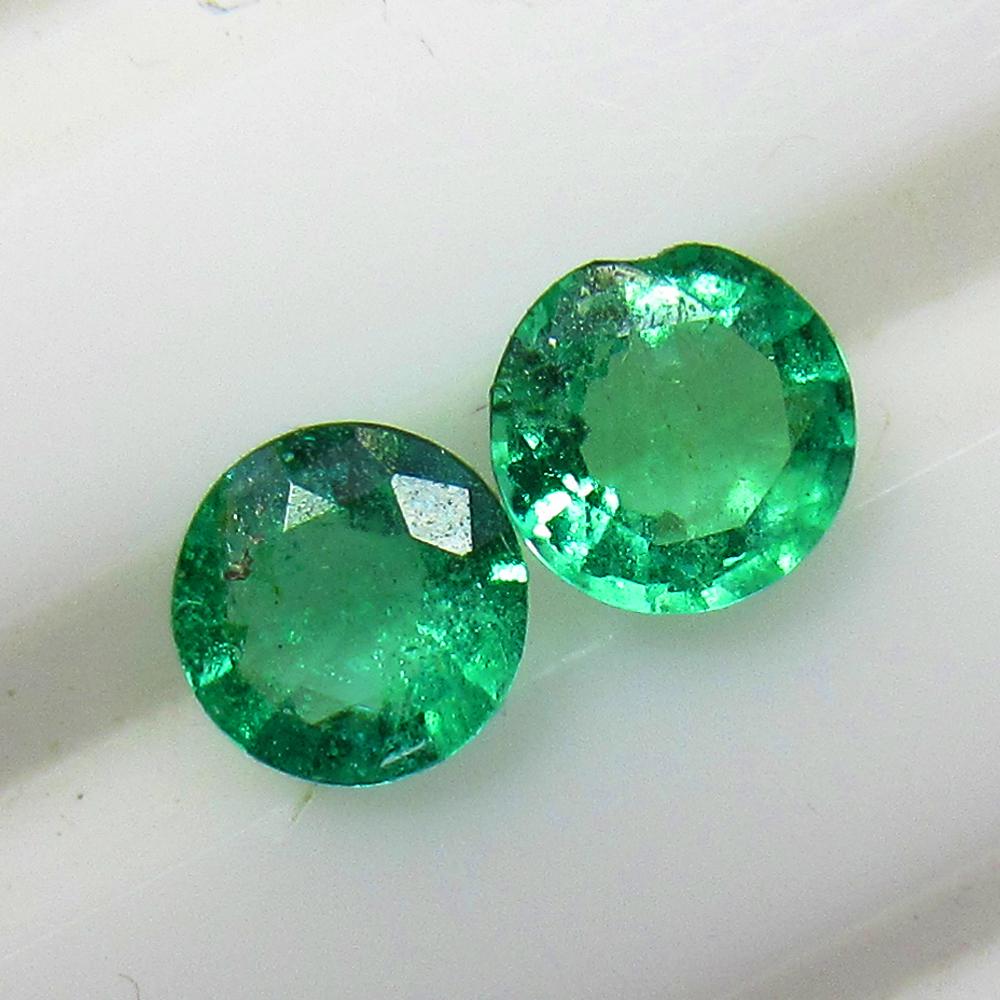 0.50 Ct Natural Zambian Emerald Round Pair (1 of 3)