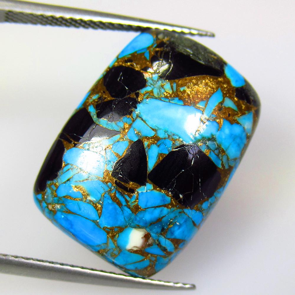 22.82 Ct Natural Blue Green Turquoise Cushion Cab (1 of 2)