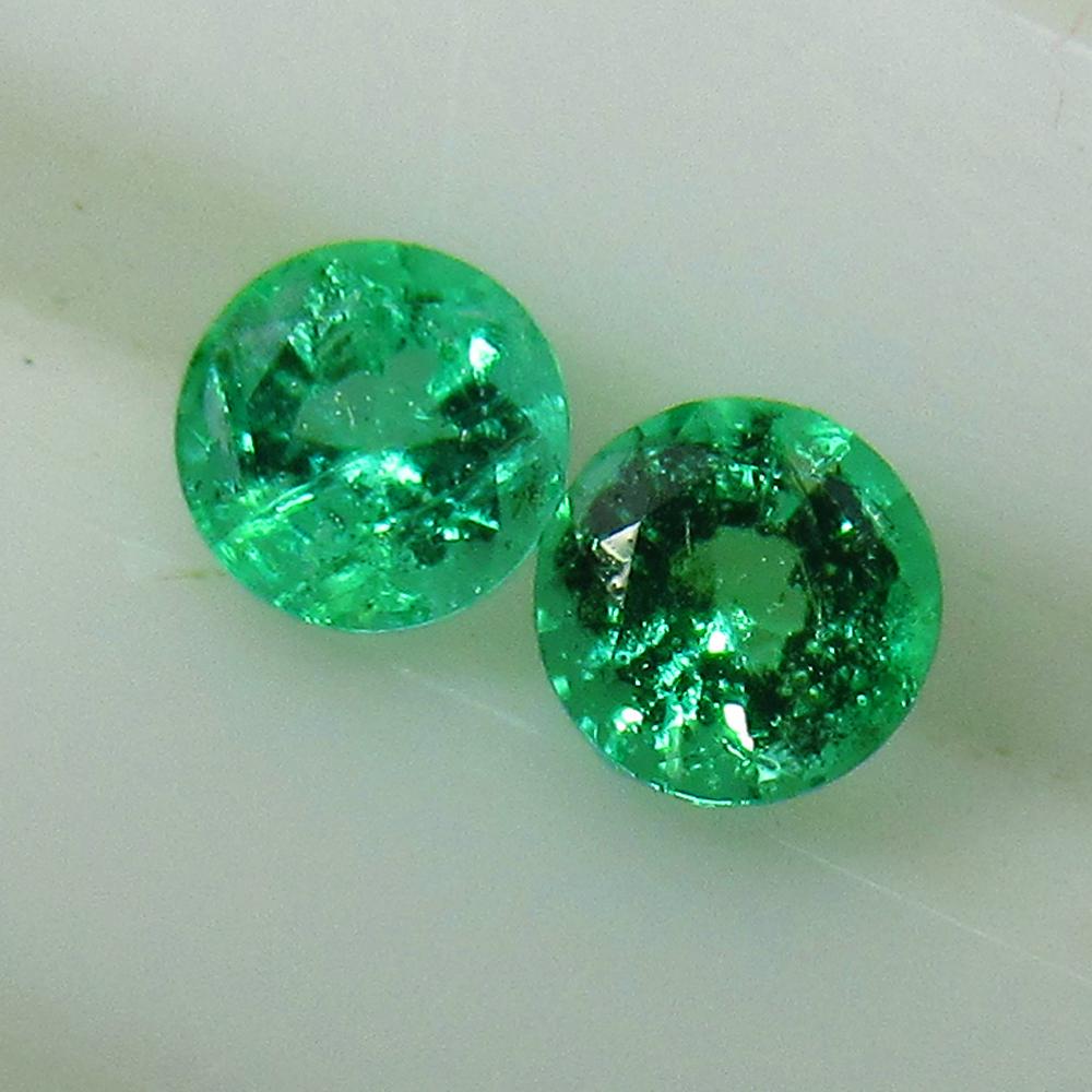 0.40 Ct Natural Zambian Emerald Round Pair (1 of 3)