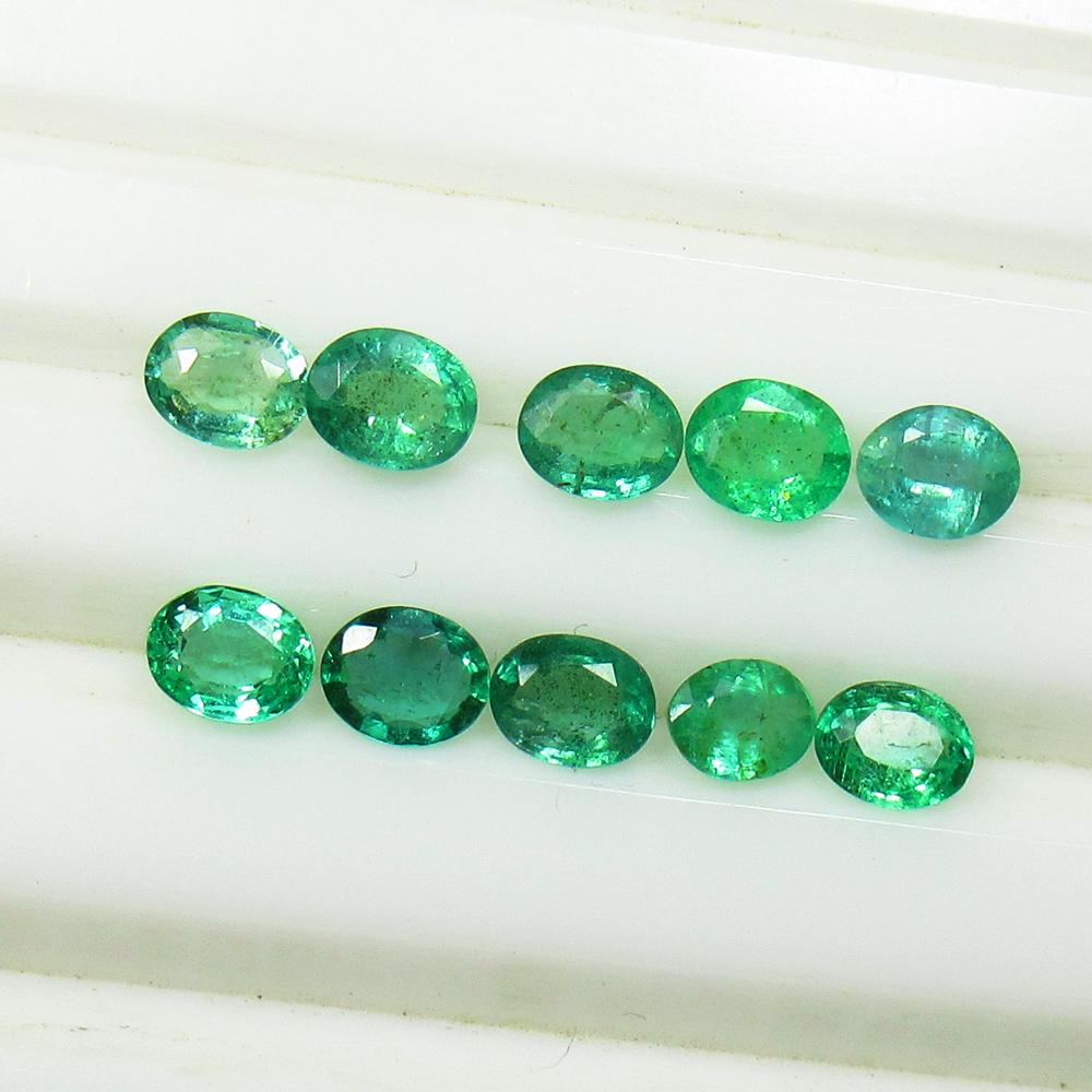 6.53 Ct Natural 22 Zambian Emerald Oval Set (1 of 2)