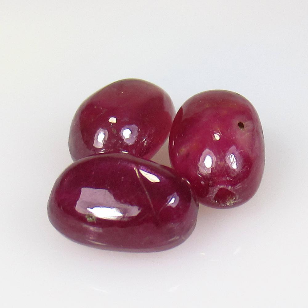 16.05 Ctw Natural 3 Mozambique Red Ruby Dumble Beads (1 of 2)
