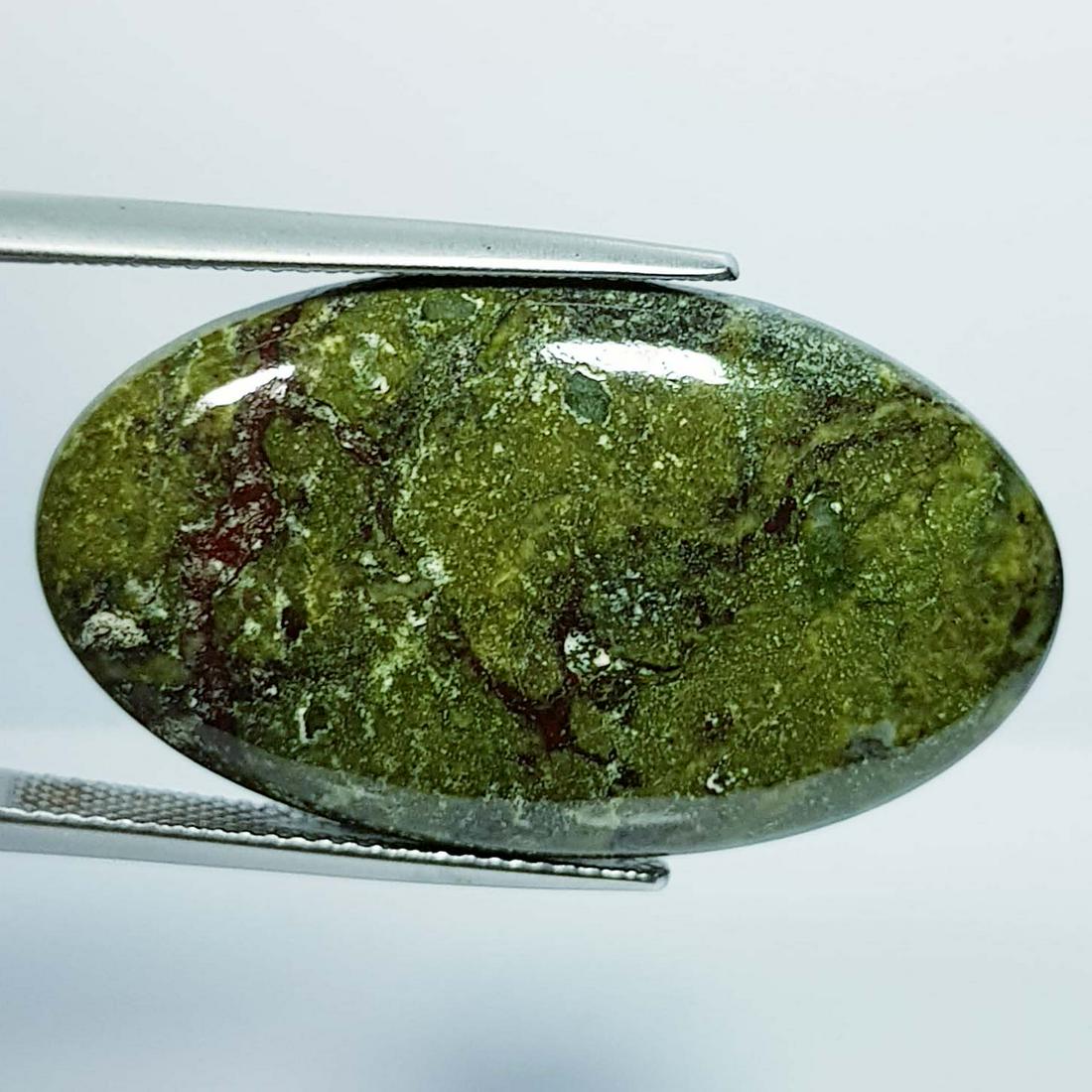 32.75 Ct Natural Dragon Jasper: No Reserve! Title: 32.75 Ct Natural Dragon Jasper Color/Clarity: Opaque Gemstones: LooseGemstone Carat Weights: 32.75 Size/Dimensions: 33.85 x 19.35 x 5.15 Additional Information: Oval - Africa Shippi