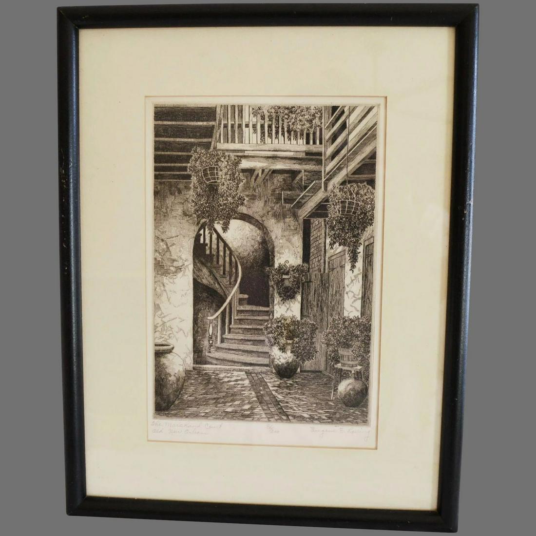 Beautiful Etching ~ The Marchand Court Old New Orleans (1 of 7)
