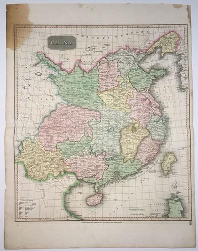 China: Publication Date: 1815 Title: China Cartographer: THOMSON, JOHN & CO./R. SCOTT, sculpt. Publisher: JOHN THOMSON & CO. Height: 22.5 Width: 20 Excellent detail. Large stain upper left Reserve: $275.00