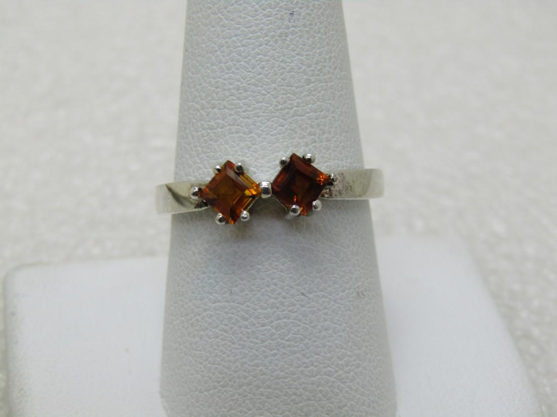 Sterling Silver Citrine Ring, Sz. 9.25, Square Stones, (1 of 7)