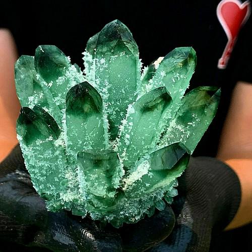New Find green Phantom Quartz Crystal Cluster (1 of 8)