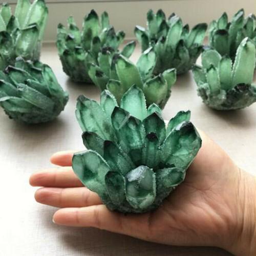 Green Ghost Phantom Quartz Crystals Cluster Points (1 of 7)
