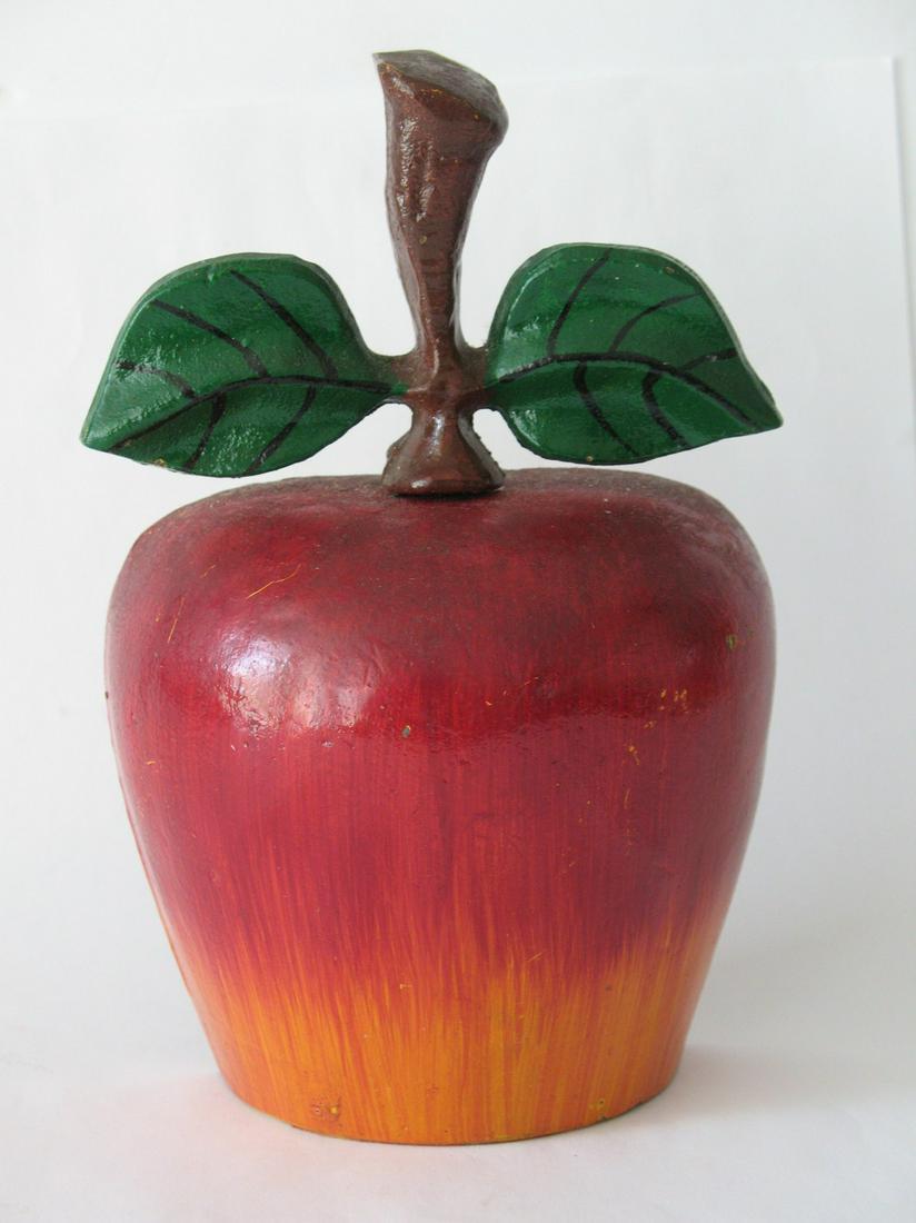 Vintage cast iron apple doorstop.: Title: Vintage cast iron apple doorstop. Provenance/Additional Info: Nice vintage cast iron apple doorstop in good condition. Dimensions: 6 3/4" x 4 1/2" Circa: 1950's Shipping: Domestic: Flat-rate of