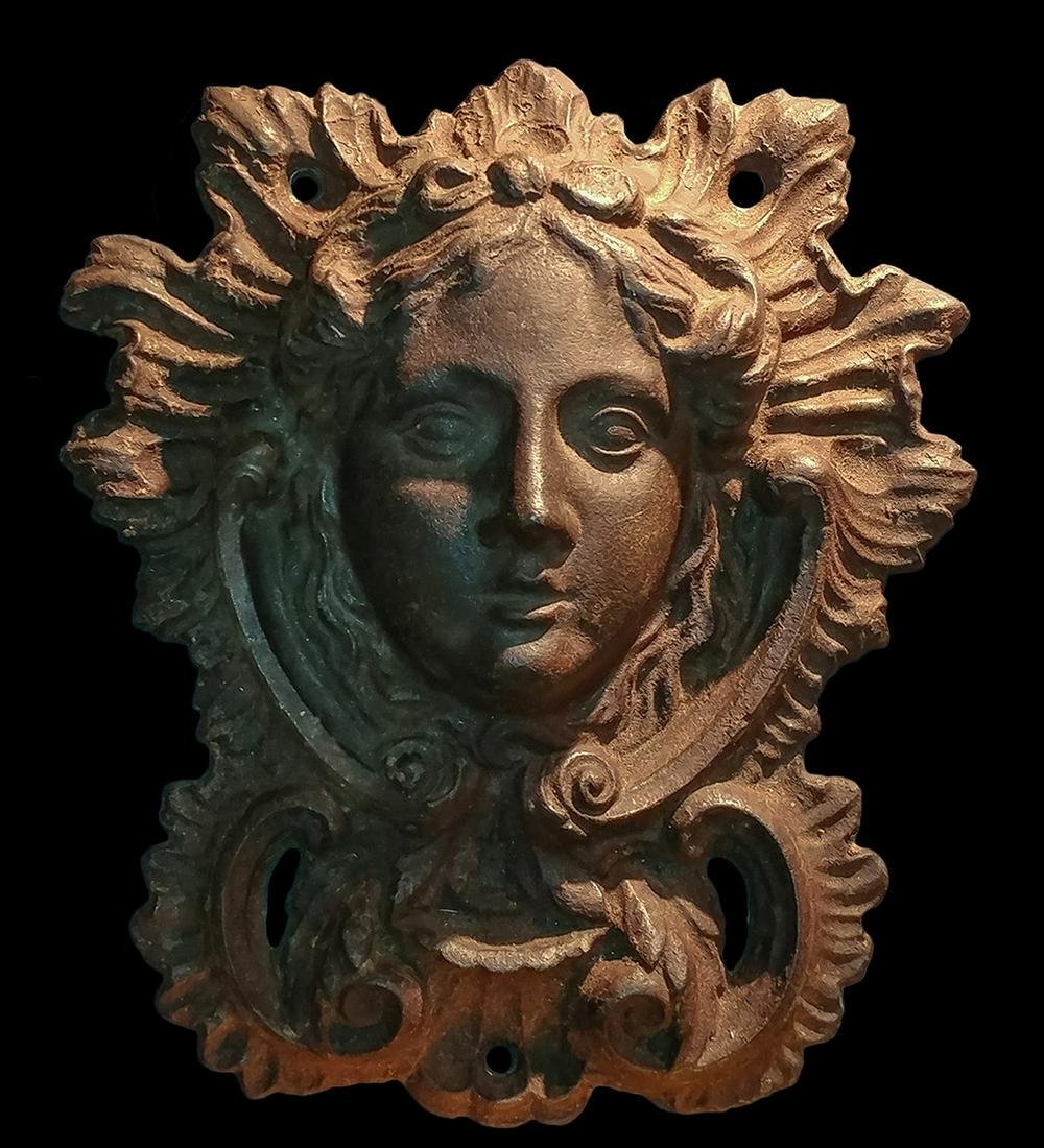19th c. Neoclassical Iron Head Plaques (1 of 4)