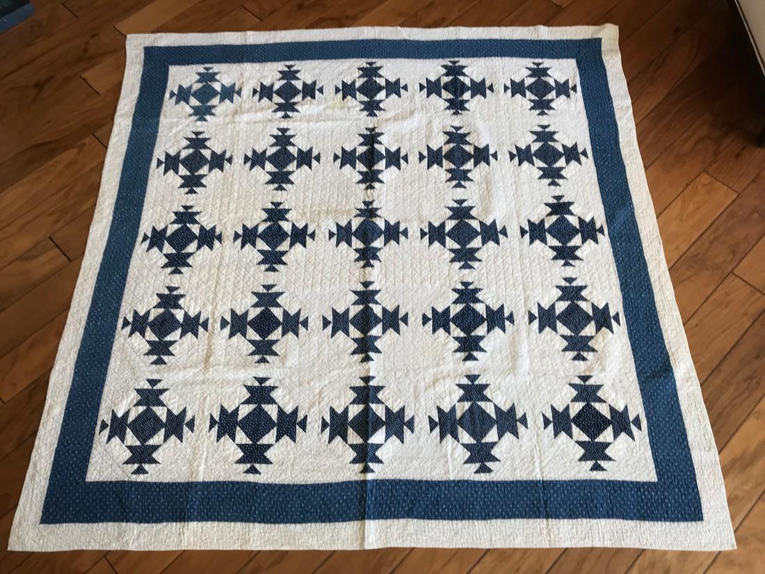 Blue and White 19th century quilt (1 of 3)