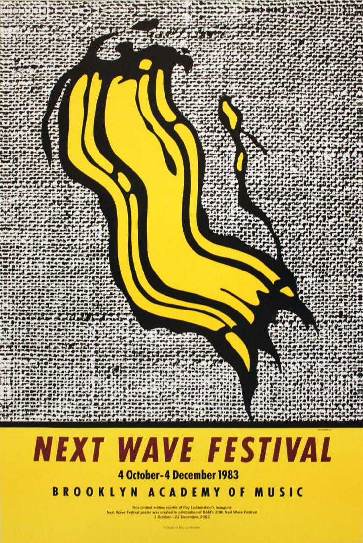 Roy Lichtenstein - Next Wave Festival - 2002 Offset: Title: Next Wave Festival Artist: Next Wave Festival Additional Information: "Next Wave Festival" by Roy Lichtenstein, 2002 Unsigned Offset Lithograph. Paper size is 36 x 24 inches, with an image size