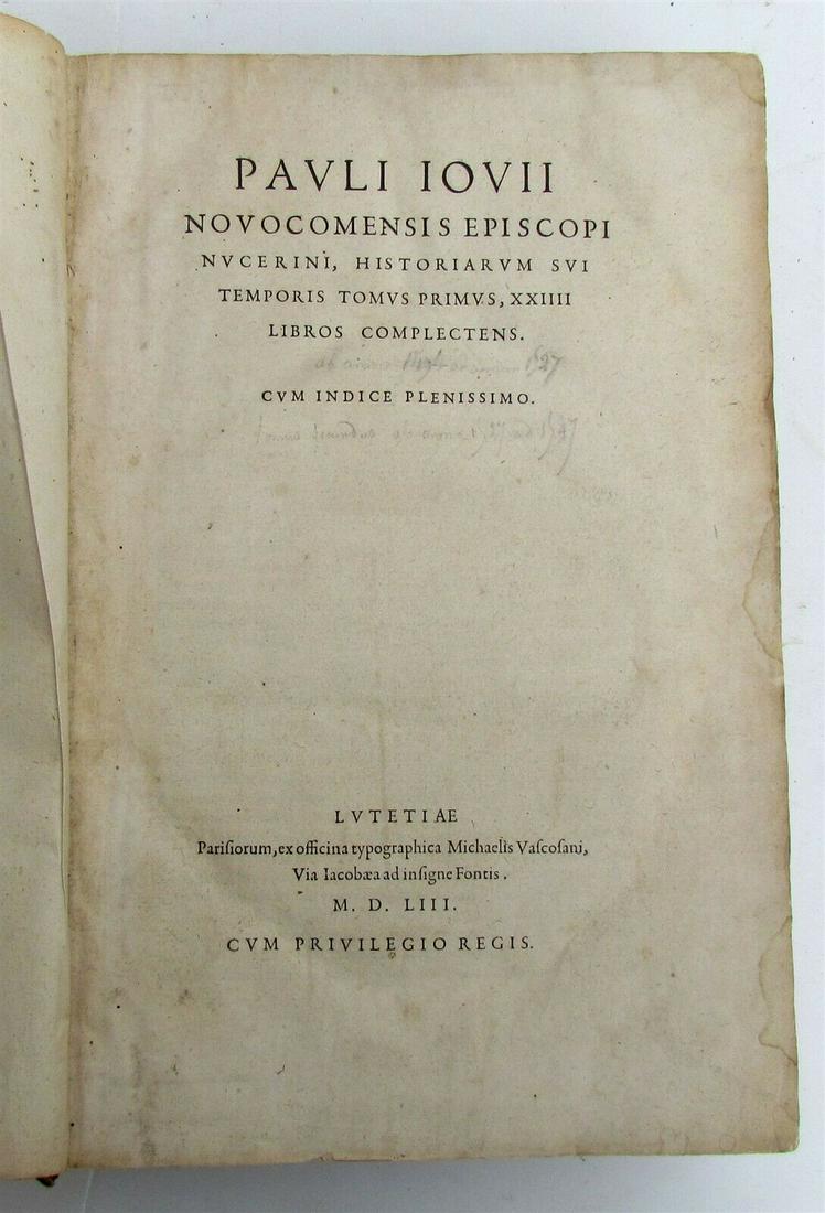 1583 RENAISSANCE HISTORY P. Iovii antique FOLIO VELLUM (1 of 12)