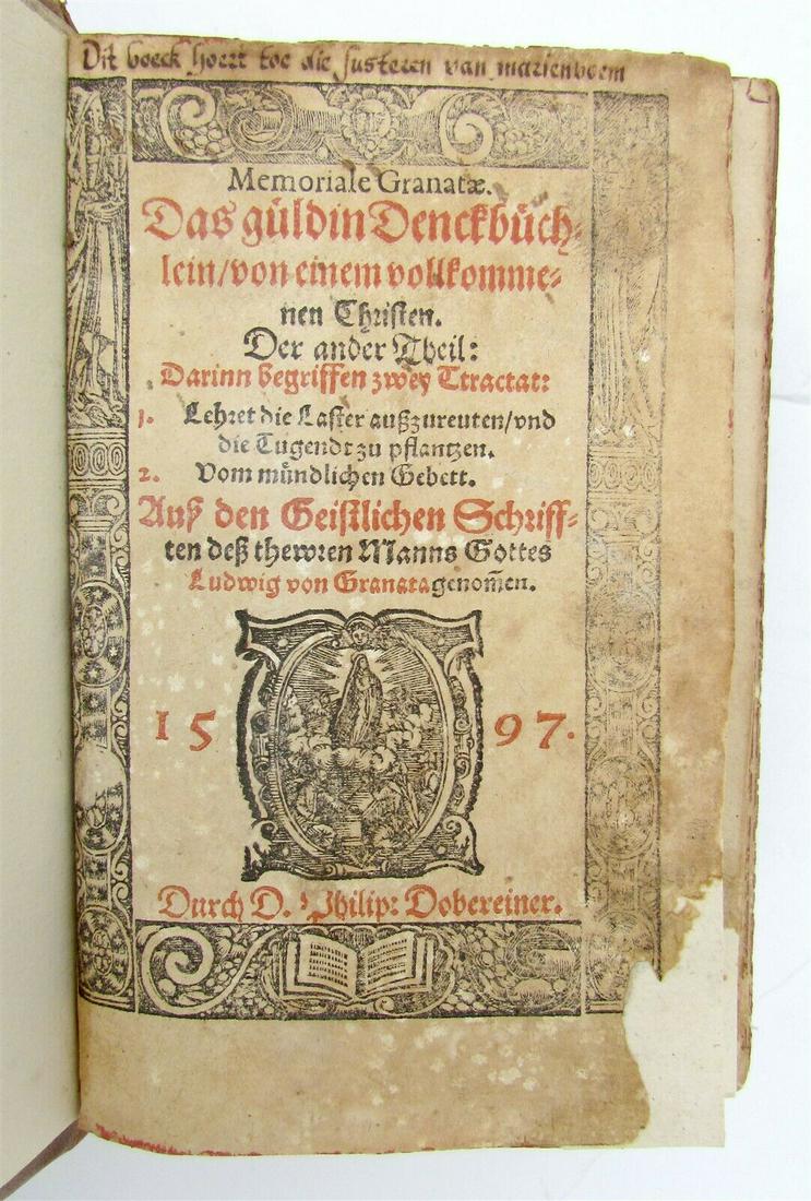 1597 Memoriale Granatae ANTIQUE 16th CENT. woodcut (1 of 12)