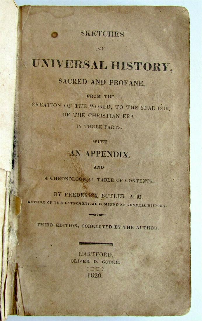 1820 UNIVERSAL HISTORY by F. BUTLER HARTFORD CT antique (1 of 10)