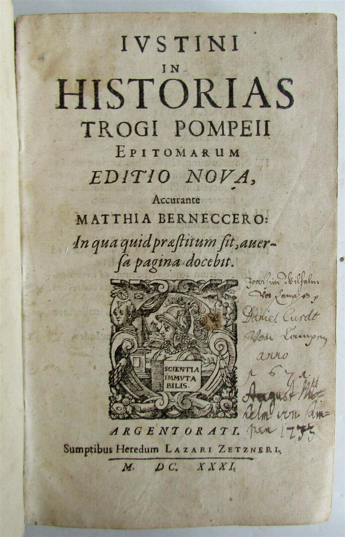 1631 IVSTINI in HISTORIAS TROGI POMPEII VELLUM BOUND (1 of 8)
