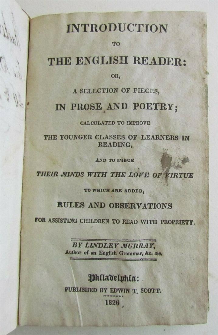 1826 ENGLISH READER PROSE & POETRY by LINDLEY MURRAY (1 of 6)