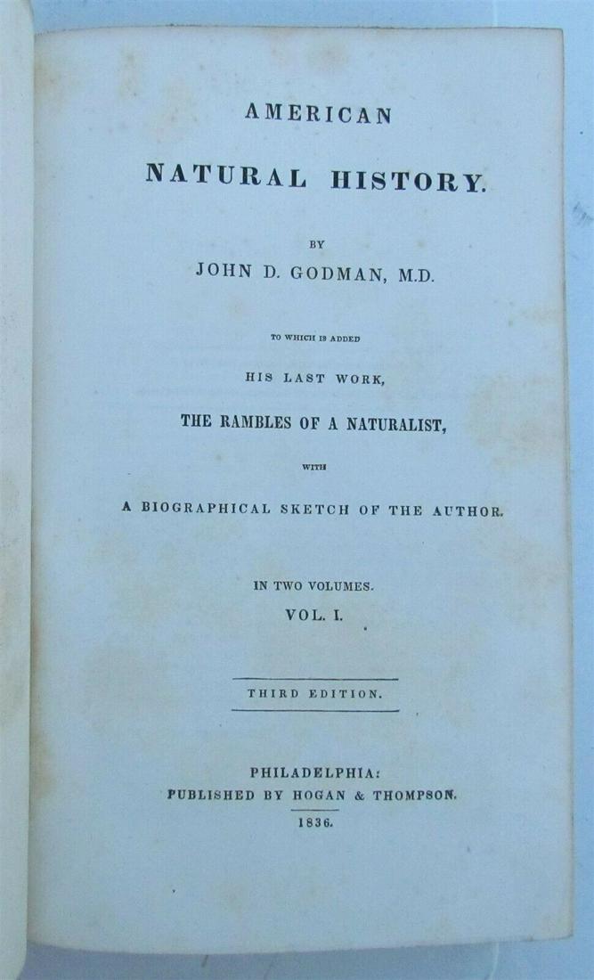 1836 AMERICAN NATURAL HISTORY by JOHN GODMAN antique (1 of 12)