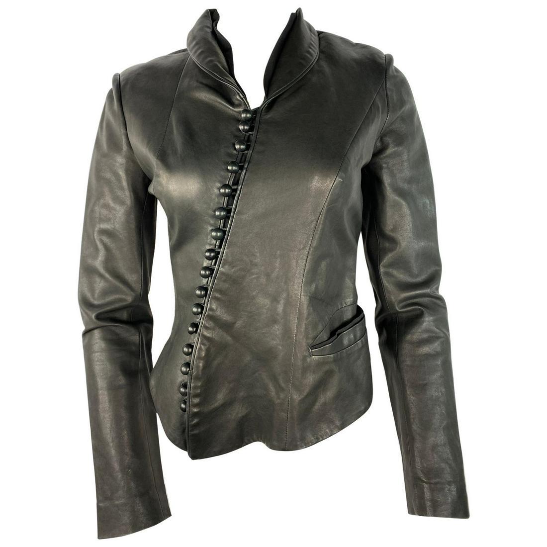 Nina Ricci Black Leather Jacket, Size 36 (1 of 13)