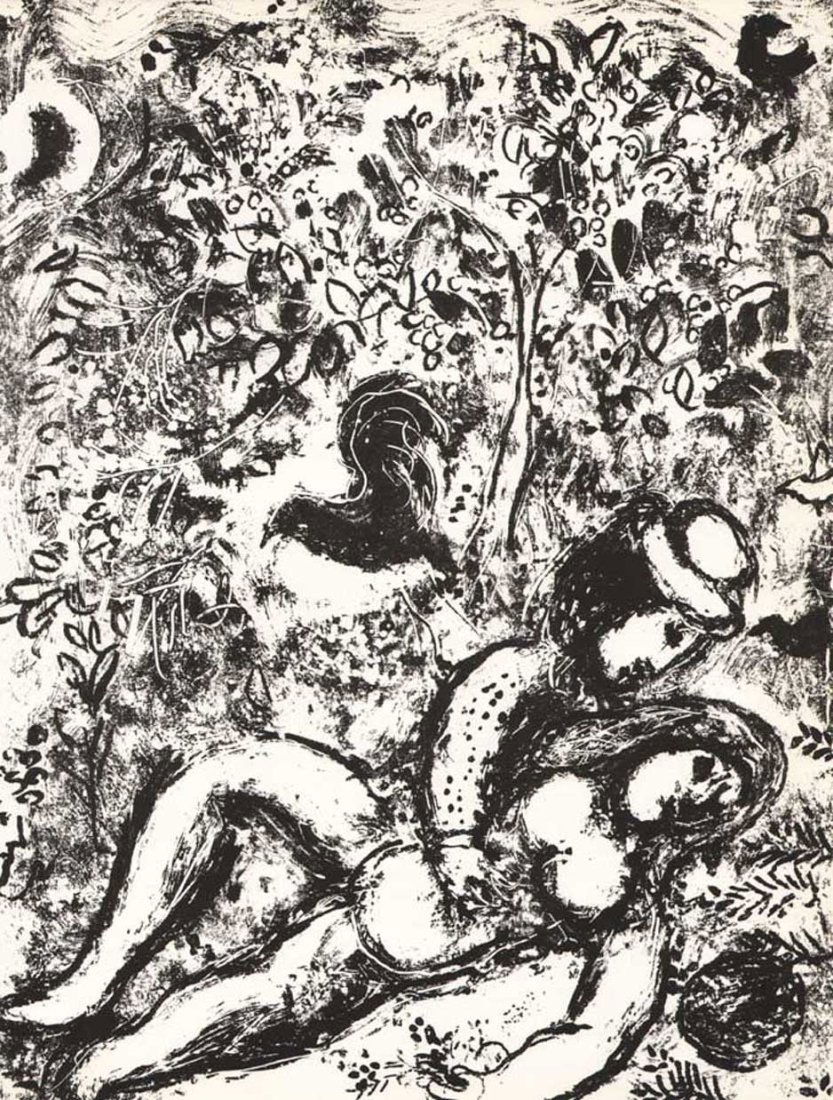 Marc Chagall Original Lithograph, The pair in a tree (1 of 1)