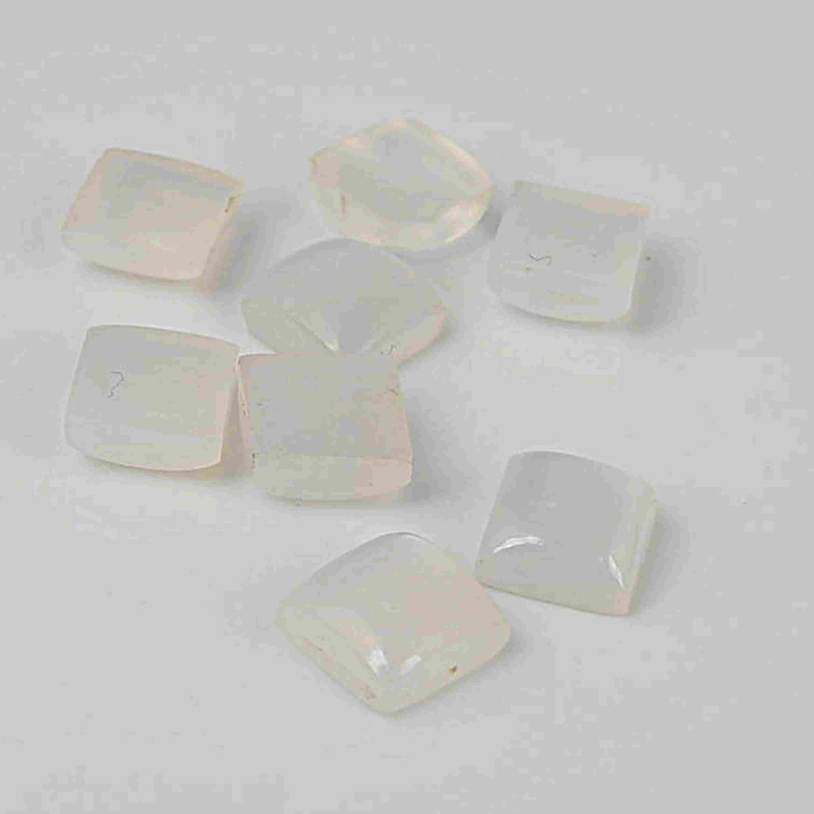 15.23 Ct White Square Moonstone Loose Gemstone 8 Pieces: No Reserve! Title: 15.23 Ct White Square Moonstone Loose Gemstone 8 Pieces Brand: Gems Trading Center Metal Purity: 55 Gemstones: Moonstone Carat Weights: 15.23 Size/Dimensions: 3.5H x 7L x 7W mm Ship
