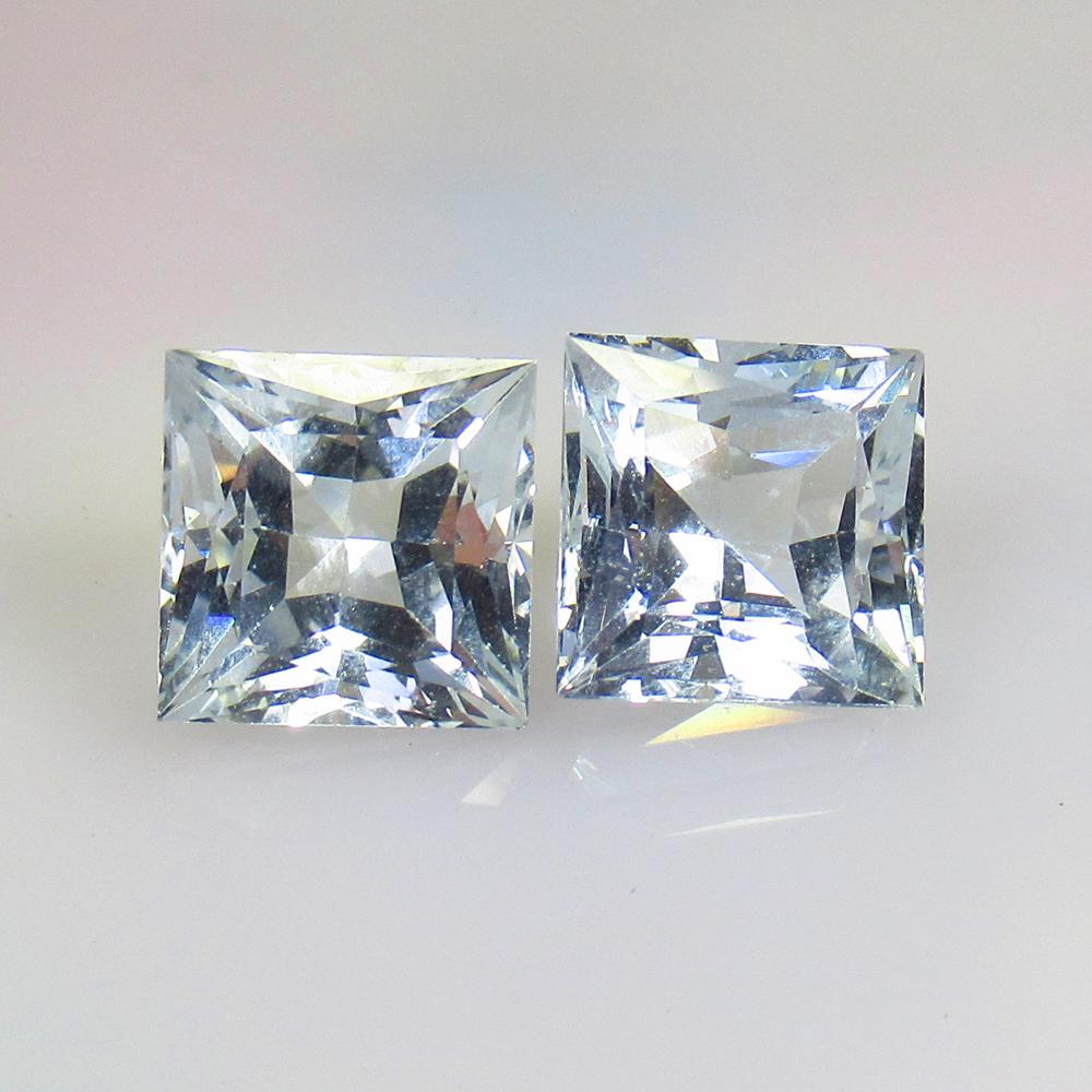 12.70 Ct Natural Aquamarine Square Pair (1 of 2)